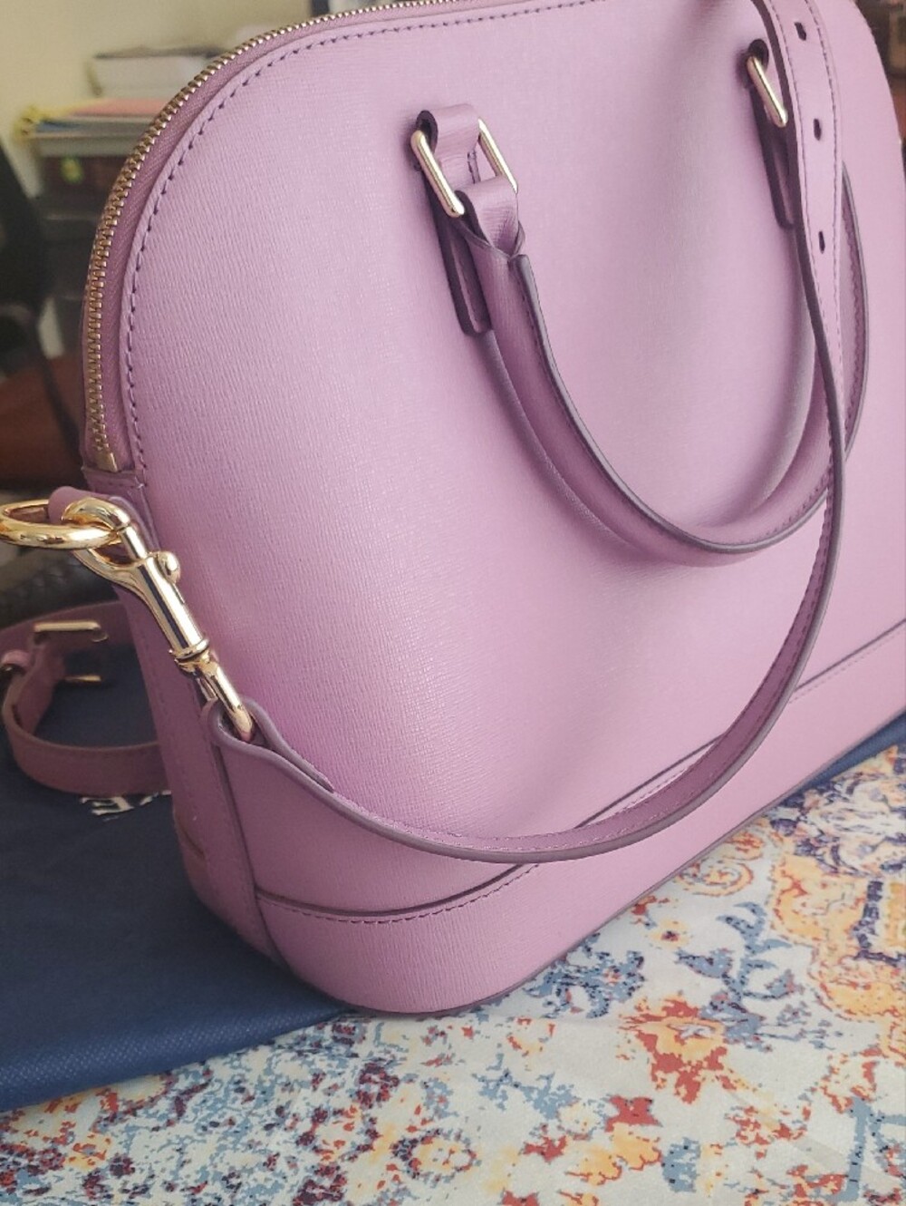 Dooney & Bourke Lilac Dome Satchel with Gold Hardware - Picture 4 of 11